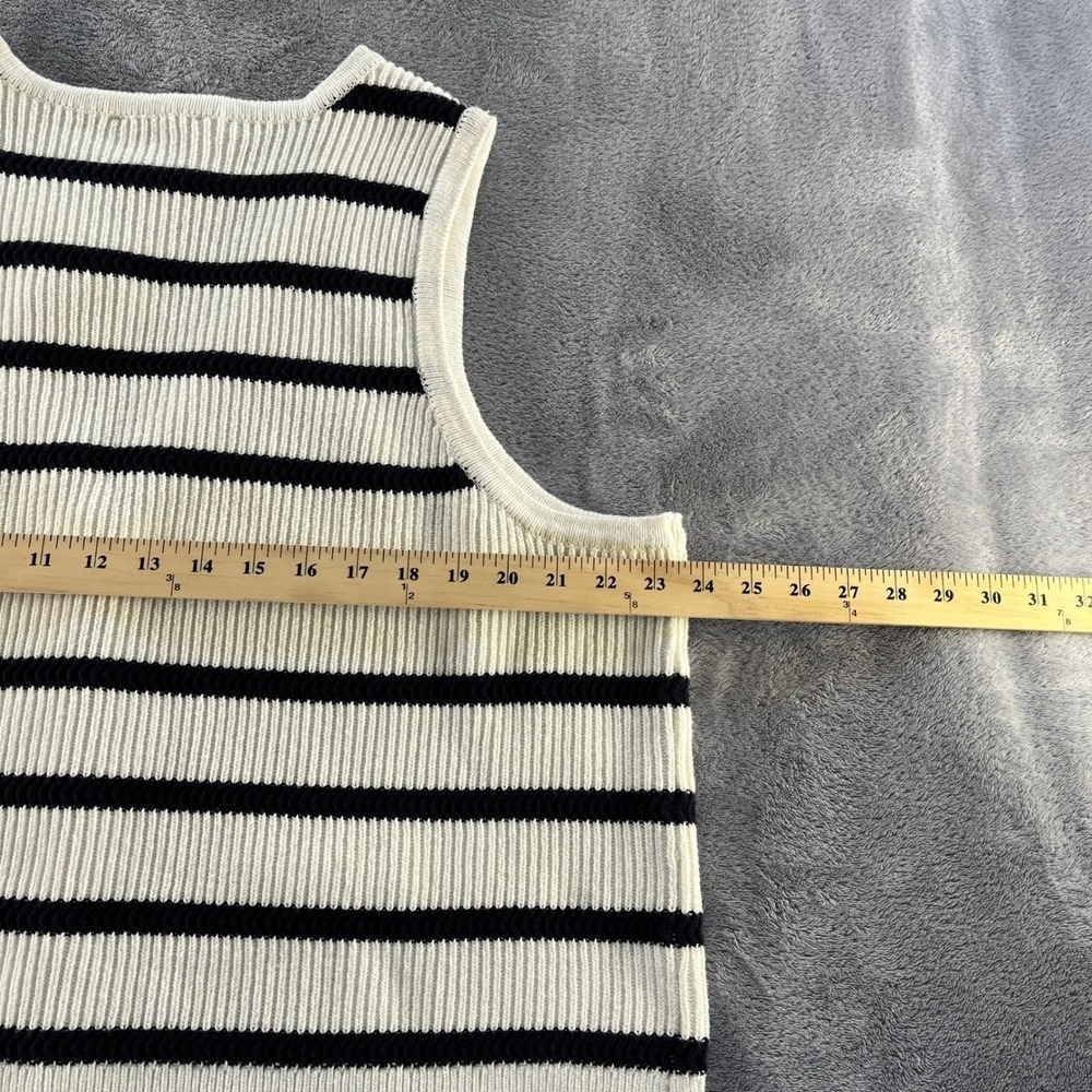 Anthropologie Winnie Sweater Vest XL Navy White NEW Gold Parisian Old Money - Picture 9 of 11